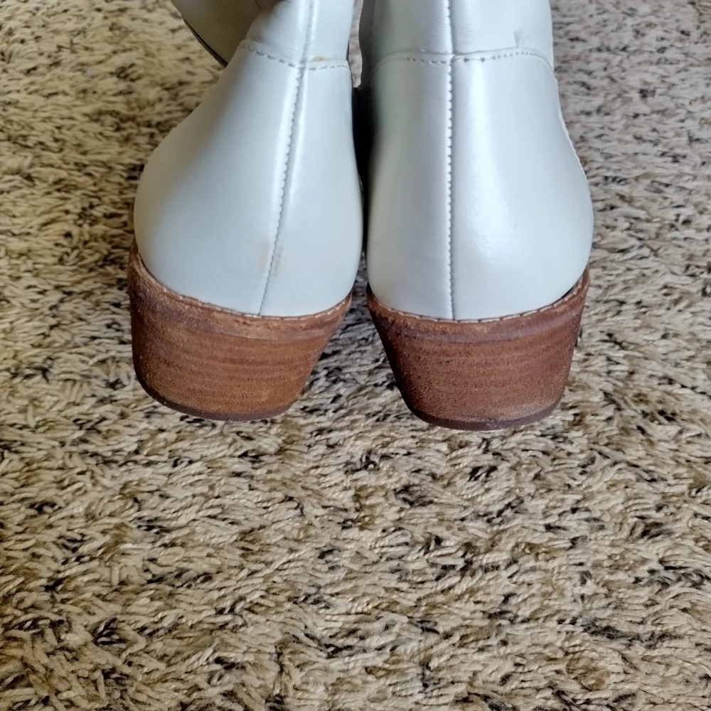 Madewell Charley Leather Ankle Boot Vintage Canvas Ivory white K5308 sz 7,5